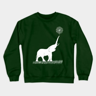 White Elephant Holding Dandelion Crewneck Sweatshirt